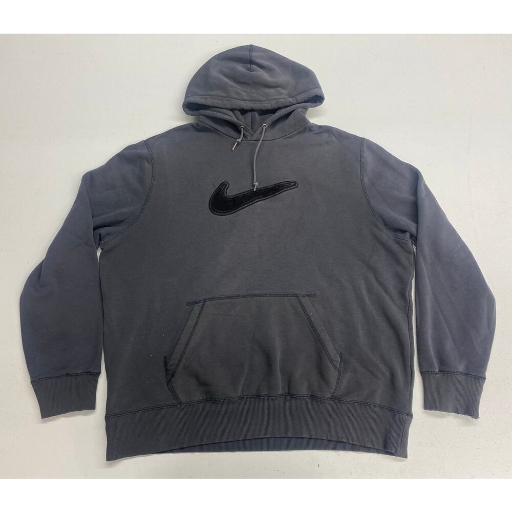 VTG Y2K Nike center swoosh felt logo graphic fleece pullover hoodie sweatshirt